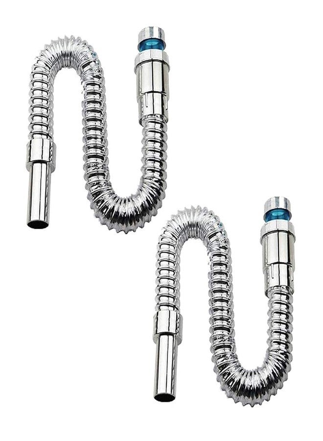 SUNBIRD Kitchen Sink Waste Drain Pipe - Chrome Flexible Hose for Bathroom Wash Basin - 1 1/2" Outlet Tube Connector to Connect Water Line - 2pcs - Image 1